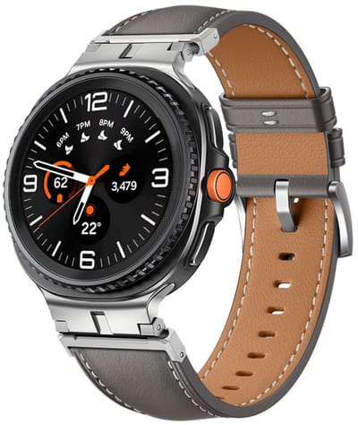 Luxe leren bandje - geschikt voor Samsung Galaxy Watch 8 (40mm) / Galaxy Watch 8 (44mm) / Galaxy Watch 8 Classic - rvs gesp - zivler grijs