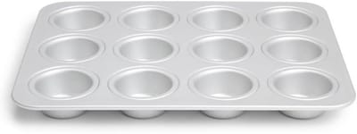 Muffin Bakplaat - Cupcake Vorm - Gebak Maken - Geanodiseerd Aluminium - 12 Stuks - Zilver