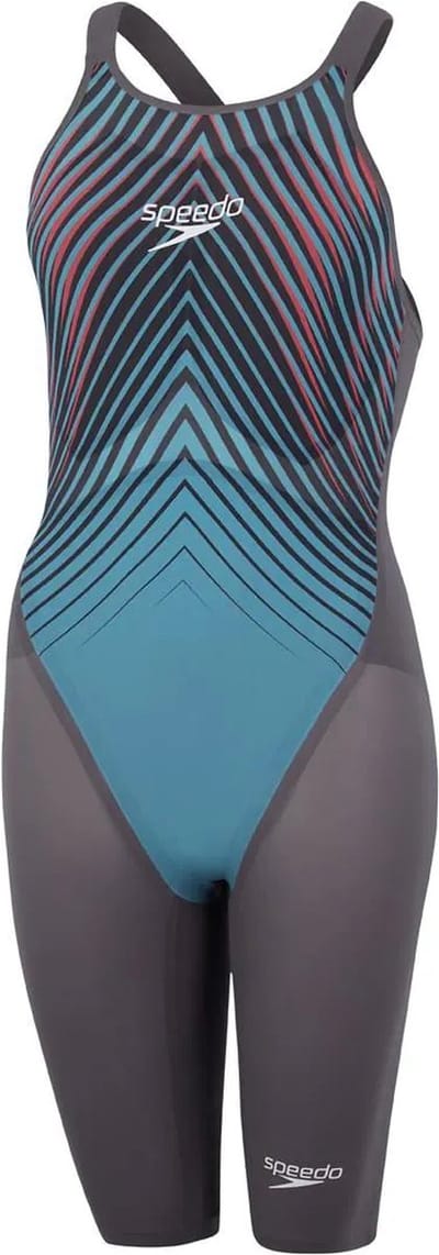 Speedo LZR Pure Valor Fastskin zwempak wedstrijdzwempak - Closedback Kneeskin Grey/Blue - GB 25