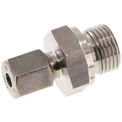 G 1/2'' Buitendraad x 6S RVS Rechte Snijring Koppeling met FKM Afdichting 630 Bar DIN 2353 - FL2S-MC-STFP-012G-06-S