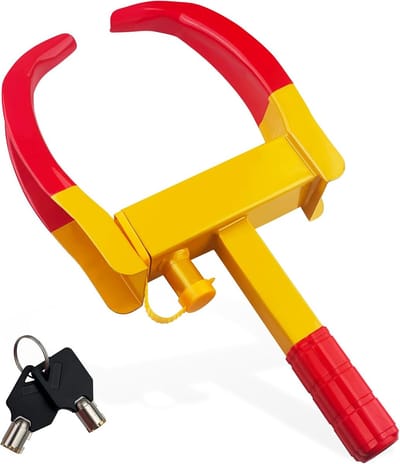 Wielklem - Parkeerklem Beveiliging - Voertuig Beveiligen - 9-Gats Verstelbaar - 45 cm Lengte - Geel Oranje