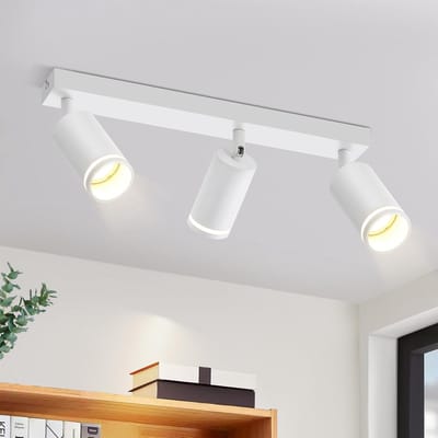Glitzerlife - Plafondspot Plafondlamp - 3xGU10 fitting - Draaibaar en Kantelbaar - Opbouwspots - Metaal Mat Wit - Ø42cm - Modern voor Keuken Woonkamer Slaapkamer