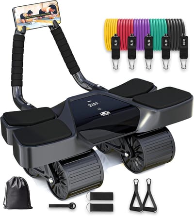 Buikspierroller met LCD - Ab Wheel - Thuis Fitness - Automatische Terugvering - 40 x 24.5 x 19 cm