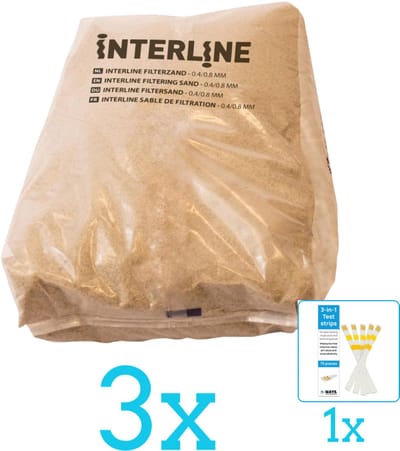 Interline Vulling Zandfilter 0.4/0.8mm - Zwembad-Toebehoren - 25 kg - Volumebundel - Filterzand - 3-delig
