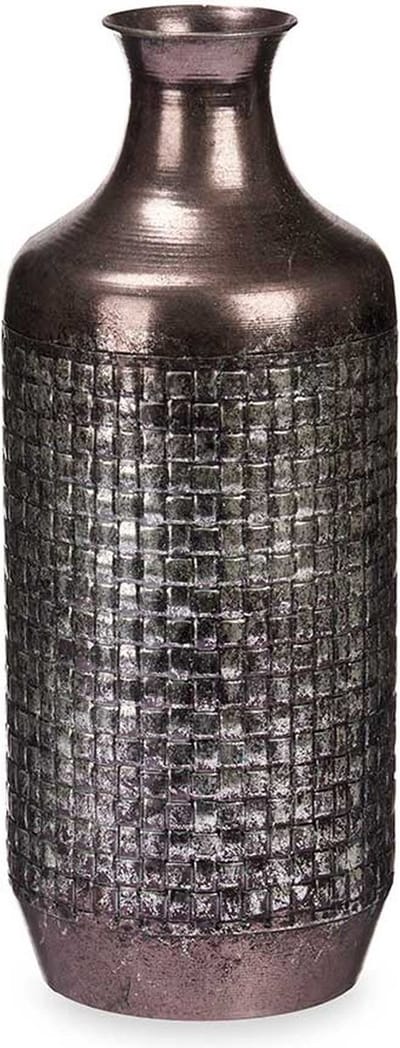 Giftdecor Bloemenvaas Antique Roman - zilver/brons - metaal - 16 x 42 cm - Design vaas met historisch karakter