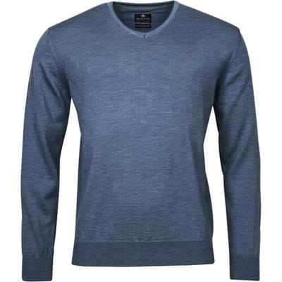 Baileys Trui Uni Merino V-Neck Single Knit Denim Blue / male