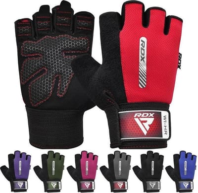 RDX Sports Fitness Handschoenen W1  - Half Finger Rood - XL