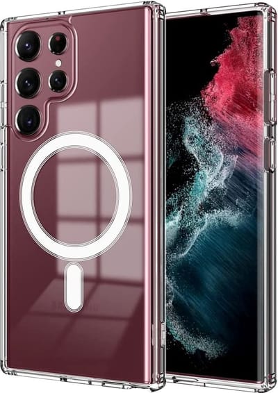 Samsung S22 Ultra met Oplaadfunctie Hoesje Transparant - met Oplaadfunctie Hoesje Galaxy S22 Ultra Shockproof case hoesje doorzichtig - met Oplaadfunctie hoes oplader hoesje Doorzichtig -Samsung S22 Ultra Hoesje