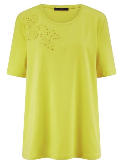 Shirt ronde hals Van Emilia Lay geel