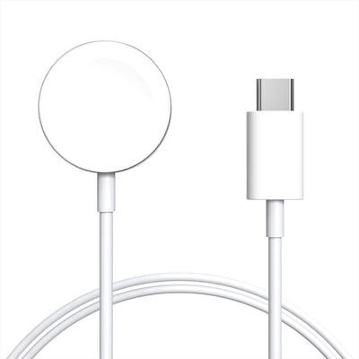 Strap-it Oplader geschikt voor Apple Watch 1 / 2 / 3 / 4 / 5 / 6 / 7 / 8 / 9 / 10 / 11 / SE (2/3) / Ultra (2/3) - USB-C Oplaadkabel - Charger - 1 Meter - Wit