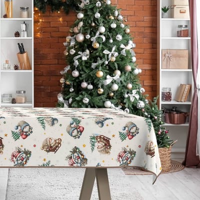 ANRO Tafelkleed Kerstman Groen 280x140cm Met sierband Afwasbaar Waterafstotend Binnen & Buiten