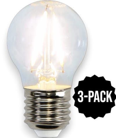 3-Pack | Kogellamp met helder filament - E27 - 2W - Extra Warm Wit - 2700K