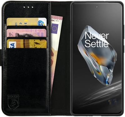 Rosso Element Book Case Cover Wallet Hoesje Geschikt voor OnePlus 12 | Portemonnee | 3 Pasjes | Magneetsluiting | Stand Functie | Zwart