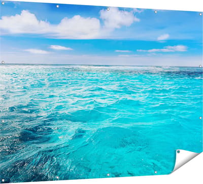 Gards Tuinposter Blauwe Caribische Zee Water - 160x120 cm - Tuindoek - Tuindecoratie - Wanddecoratie buiten - Tuinschilderij