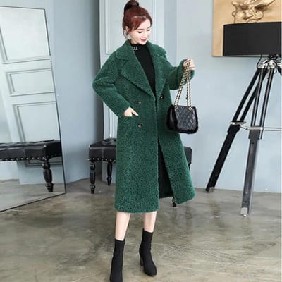 Bijgewerkte Winter Bijgewerkte Bont Eendelig Lamsbont Jas voor Dames Relaxte Pasvorm Verdikt Koreaanse Stijl Middellange Jas 4XL
