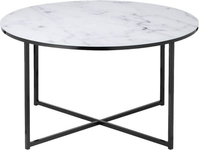 Salontafel Yasmin Wit - Zwart - Metaal - Rond - 80x80cm - Hoogte 45 cm