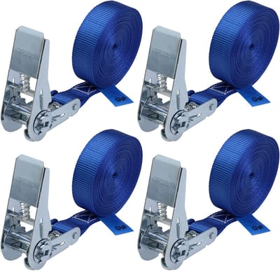 Spanbanden set met ratel - 4 stuks, 4 m of 6 m - Belastbaar tot 800 kg