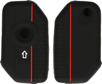 kwmobile motorsleutel case geschikt voor BMW R1250GS C400X C400GT F900R F750GS R1200GS GS1250 hoesje - Hoes met honingraat design - Motor sleutel behuizing in zwart / rood
