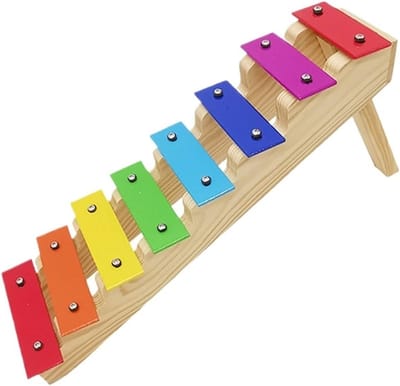 Achttonige Xylofoon - Ladderpiano Instrument - Muziek Leren - Duurzaam Houten Frame - 33cm Pakket - Regenboogkleuren