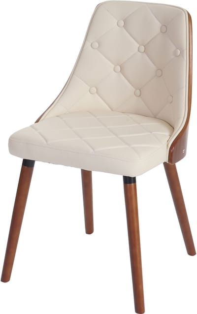 Set van 2 eetkamerstoelen MCW-A75, bezoekersstoel keukenstoel, walnoot-look gebogen hout ~ kunstleer crème