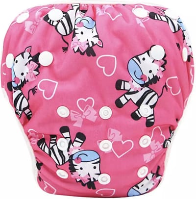 IL BAMBINI - Zwemluier - wasbaar - licht en compact - Handig voor op reis - Goede pasvorm - 0-3 jaar- Roze zebra