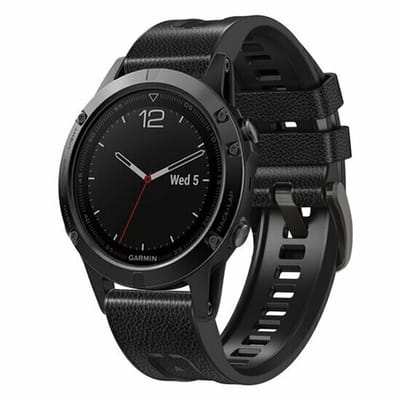 By Qubix - Geschikt voor Garmin bandje - 22mm Quickfit - leer + siliconen bandje - Zwart - Geschikt voor Garmin Instinct 3 / Instinct E - 45mm