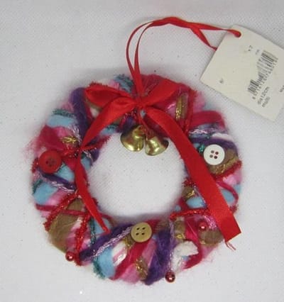 Kurt Adler - kerstkrans - kransje - boomhanger - kleine krans - Ø 13 cm - wol