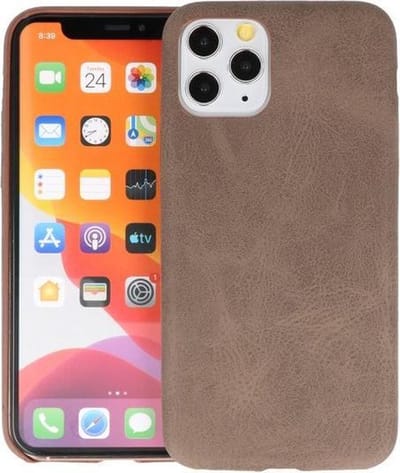 Leder Design Back Cover voor iPhone 11 Pro Donker Bruin