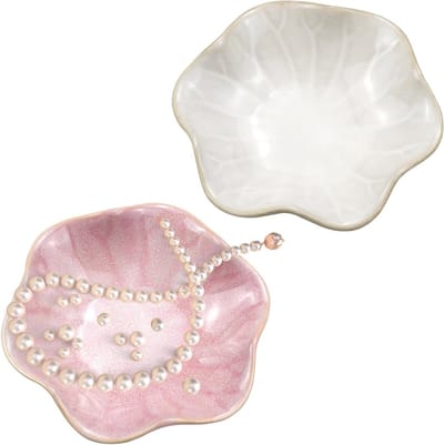 Decoratieve Keramische Tray voor Sieraden, Ringen en Sleutels - Set van 2 Stuks voor Organisatie en Opberging