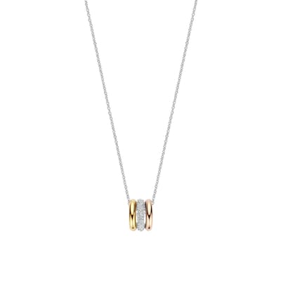 TI SENTO Dames Ketting - 925 zilver - Zilver geel verguld rosé verguld - Maat 42 - 34128TZ