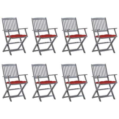 vidaXL - Inklapbare - stoelen - 8 - st - met - kussens - massief - acaciahout