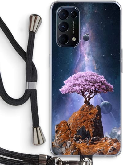 Case Company® - Hoesje met koord geschikt voor Oppo Find X3 Lite hoesje met Koord - Ambition - Telefoonhoesje met Zwart Koord - Bescherming aan alle Kanten en Over de Schermrand