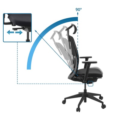 Skandis Pro | met hoofdsteun | Frame: Zwart - Professionele bureaustoel Zwart / Zwart