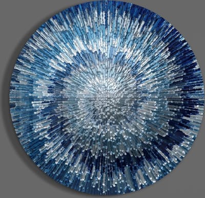 Glasschilderij Rond - Abstract - Blauw - Modern - Muurcirkel - 60x60 cm