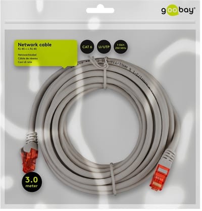 Goobay CAT 6 Patch Cable, U/UTP, grey 3 m