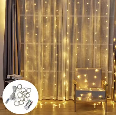 LED kerst gordijn - 3x3 meter - Warm Wit - Leds - Kerst - Gordijnverlichting