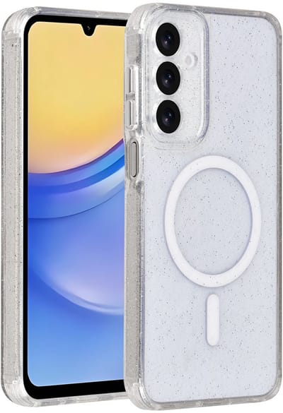 TUNIQ telefoonhoesje voor Samsung Galaxy A15 5G - MagSafe met glitter - Transparant