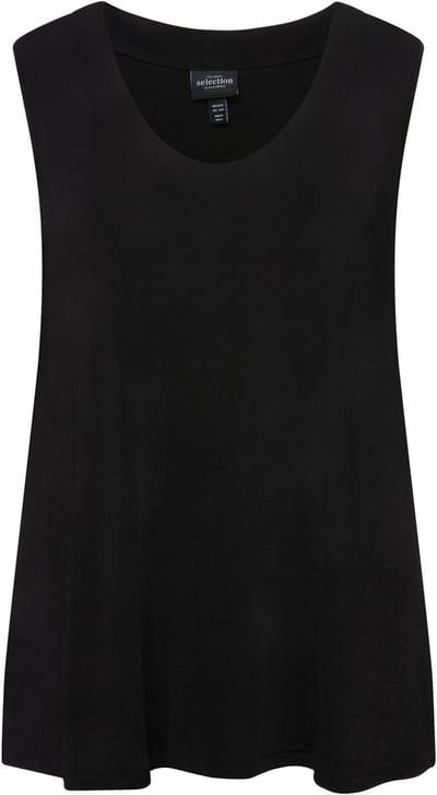 Ulla Popken - Dames - Slinky omkeerbare top ronde hals/V-hals mouwloos - Zwart - Maat 46+