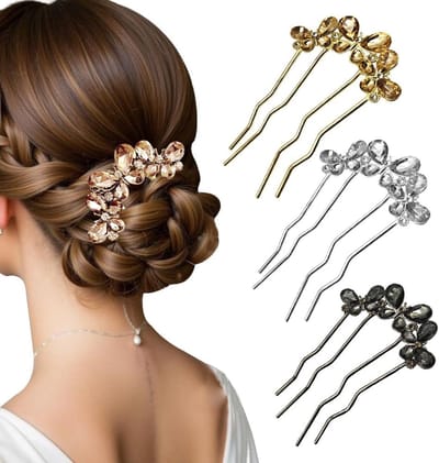 Elegante Haarspeld met Strass Steentjes voor Kapsels, Bruiloft en Feestelijke Gelegenheden