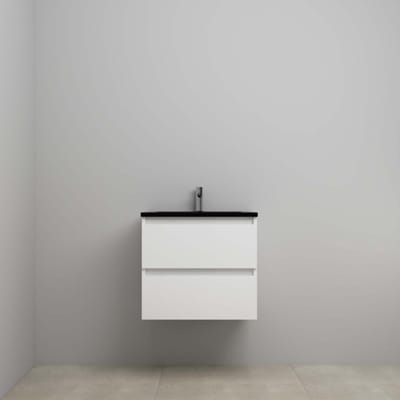 On-Line Onderkast - 60 cm - Voorgemonteerd - Ladestructuur - Acryl Wastafel - 1 Kraangat - Hoogglans Wit