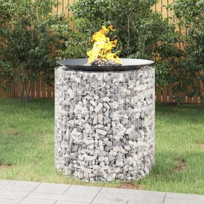 Gabion Vuurkorf - Buitenhaard Tuin - Gezellige Avonden - Corrosiebestendig Materiaal - 100 cm Diameter - Zilver