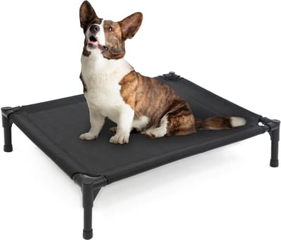 Verhoogd Hondenbed - Huisdierenbed Outdoor Bed - Koel Comfort - Zonder Schroeven - Medium - Zwart