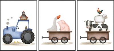 No Filter - Set van 3 Kleurrijke Boerderijposterprints voor Kinder- en Babykamers - A4 formaat