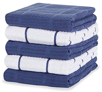 Katoenen badstof theedoek set van 5 - absorberend en sneldrogend - ideaal voor de keuken