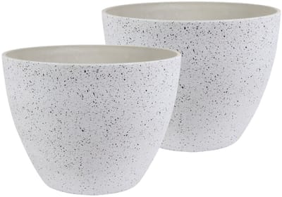 Ter Steege Plantenpot - 2x - wit - kunststof en steenpoeder - 22 x 17 cm - Binnen en buiten