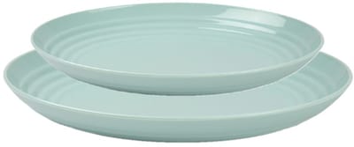 Plasticforte camping borden set - groen - kunststof - 2 soorten - 12x stuks - onbreekbaar servies - platte bordjes