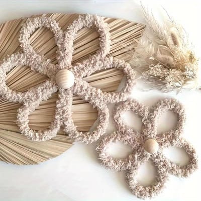 2 stuks Boheemse Madeliefje Bloem Muurdecoratie, Geweven Madeliefje Bloem Decoratieve Muur, Boheemse Madeliefje Kinderkamerdecoratie, Madeliefje Bloem Geweven Wandhanger