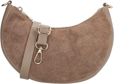Charm London Mariëlle Schoudertas - Crossbody - Suede en Leer - Ritssluiting - Gouden Details - Verstelbare Band - Dames - Leren Dames Tas - Taupe