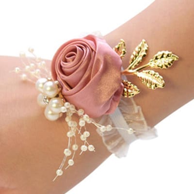 Bruiloft Polsbloem Roos Zijdelint Bruid Corsage Handdecoratie Polsband Armband Bruidsmeisje Polsbloem Bruiloftsbenodigdheden
