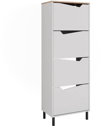 Vicco Marelle Schoenklaprek – 60 x 167.4 cm met 4 compartimenten Wit/Kunstnijverheid